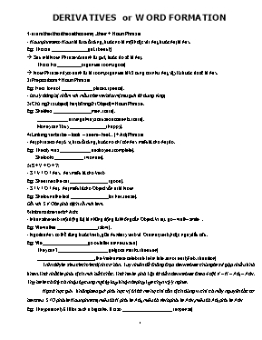 Derivatives or word formation